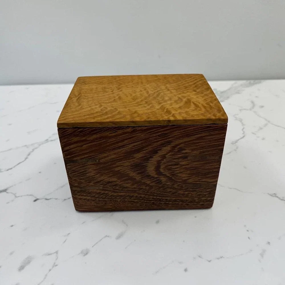 Handcrafted Andira Wood Keepsake Box with White Oak Lid, Custom Wood Storage